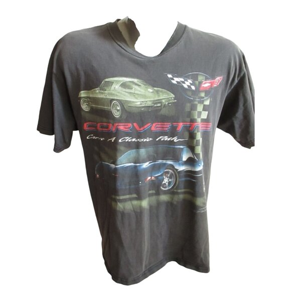 Large Vintage Gildan Corvette Carve A Classic Path Graphic T-Shirt 1990's - Picture 10 of 12